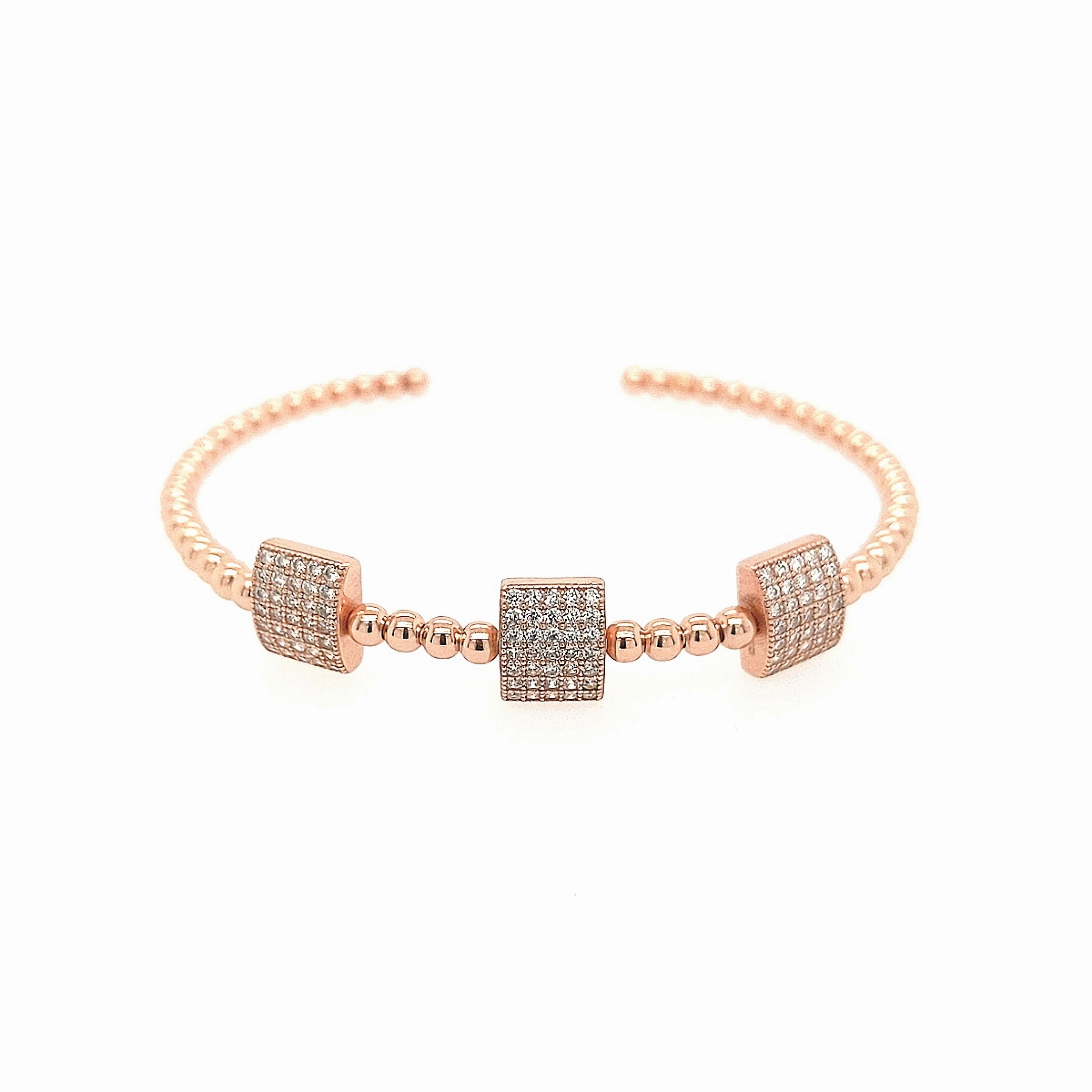 Sterling Silver Micropave CZ Squares Bangle Cuff Bracelet Holy Amalgamations Holy Blessing