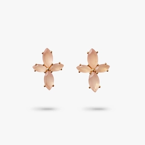 Amare Wear Marquise Flower Pink Chalcedony Earring Studs Contemporary piece Vintage Embellishment
