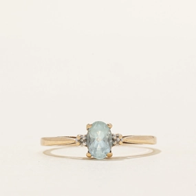 Oval Cut Aquamarine & Diamond Ring | 0.35ct, 0.005ctw | SZ 7 Seasonal Favorite Shiny Gifts