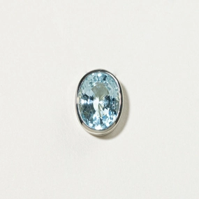 Oval Cut Bezel Set Aquamarine Pendant | 4.97ct Flat Frame