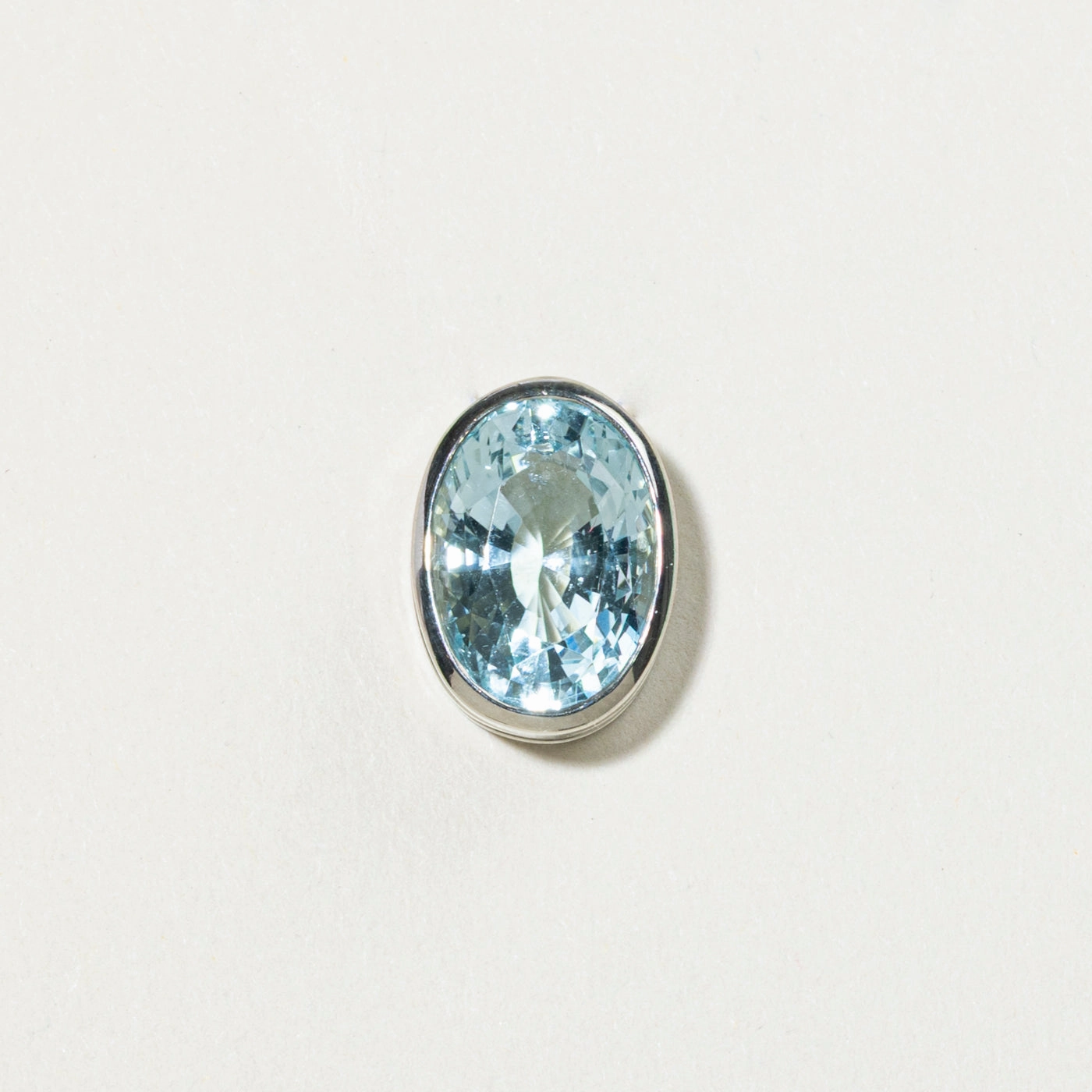 Oval Cut Bezel Set Aquamarine Pendant | 4.97ct Flat Frame