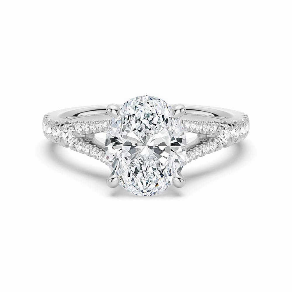 Oval Cut Split Shank Moissanite Engagement Ring Sturdy Adornment