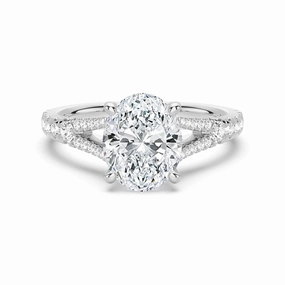 Classic Creation Modern Adornment Oval Cut Split Shank Moissanite Engagement Ring