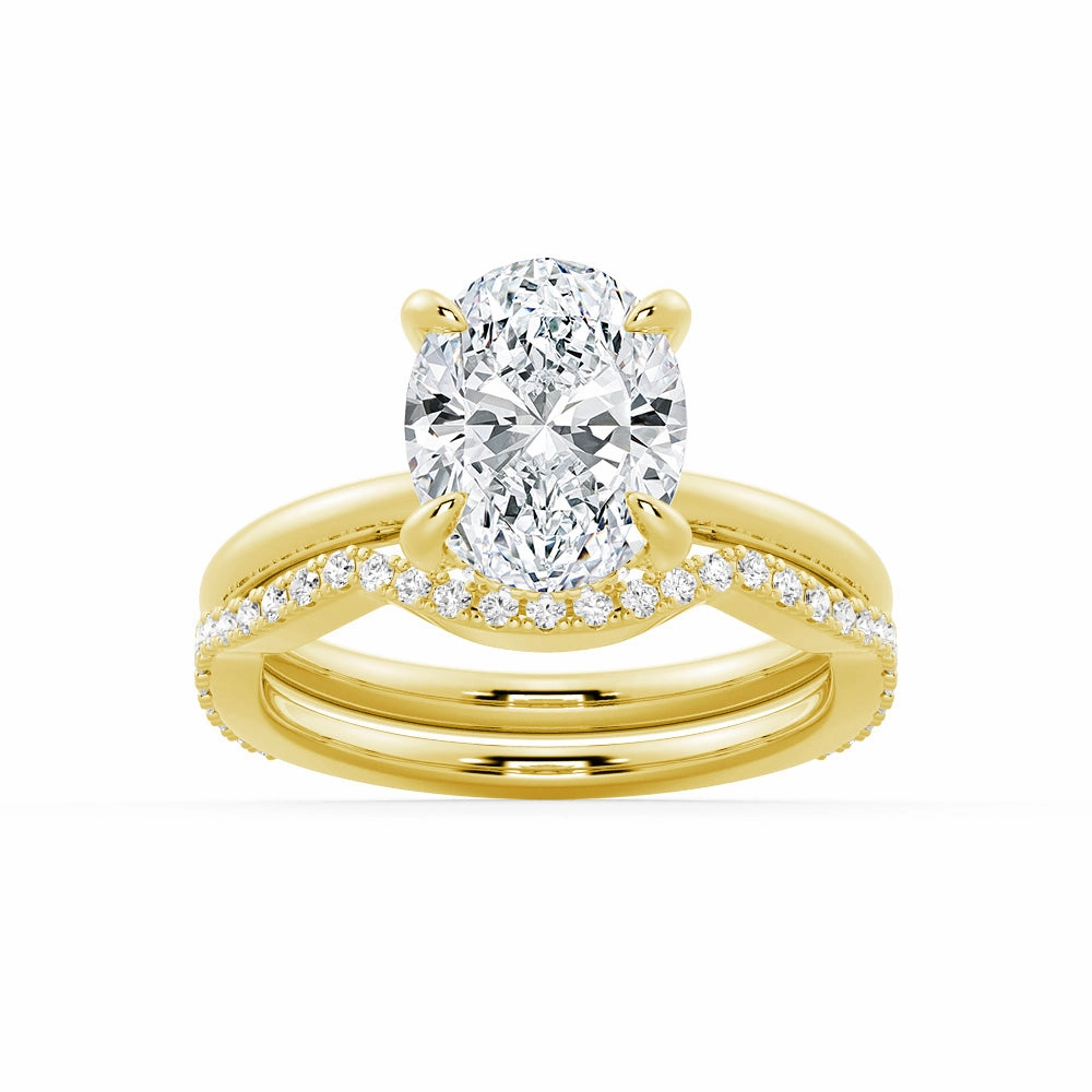Oval Solitaire Moissanite Ring Set With Matching Wedding Band Chic Appearance