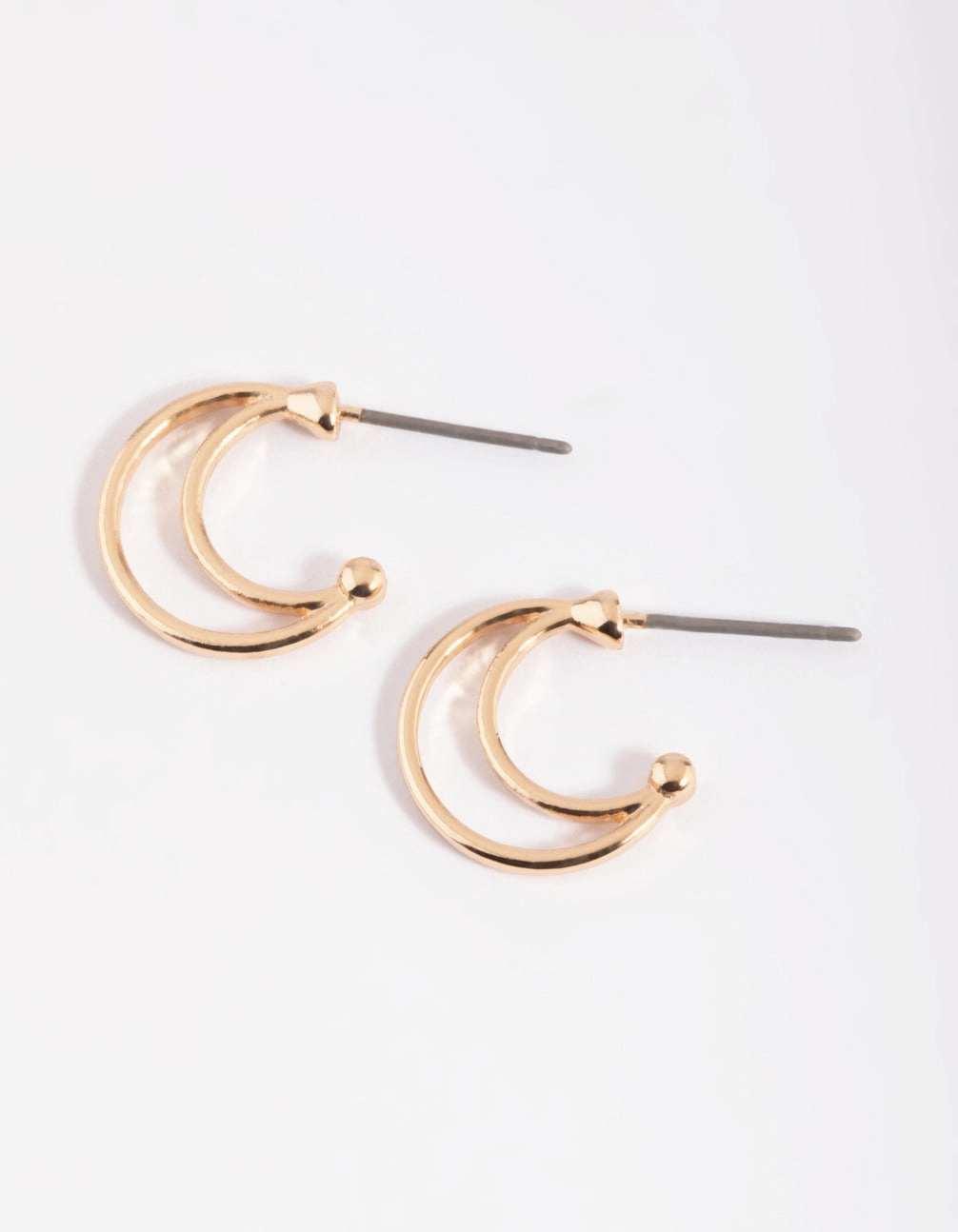 Circular Accent Brilliant Style Gold Layered Huggie Hoop Earrings