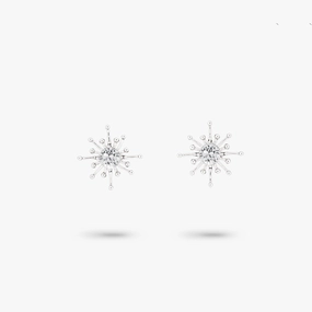 Shiny Vibe Amare Wear 925 Sterling Silver White Topaz Starburst Stud Earring