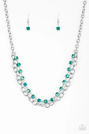 Lightweight Item Paparazzi Accessories ? Block Party Princess - Green Necklace?Flat Rate Ship $4.50?