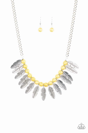 Paparazzi Accessories ? Desert Plumes - Yellow Necklace?Flat Rate Ship $4.50? Modern Minimalist Celebration Time