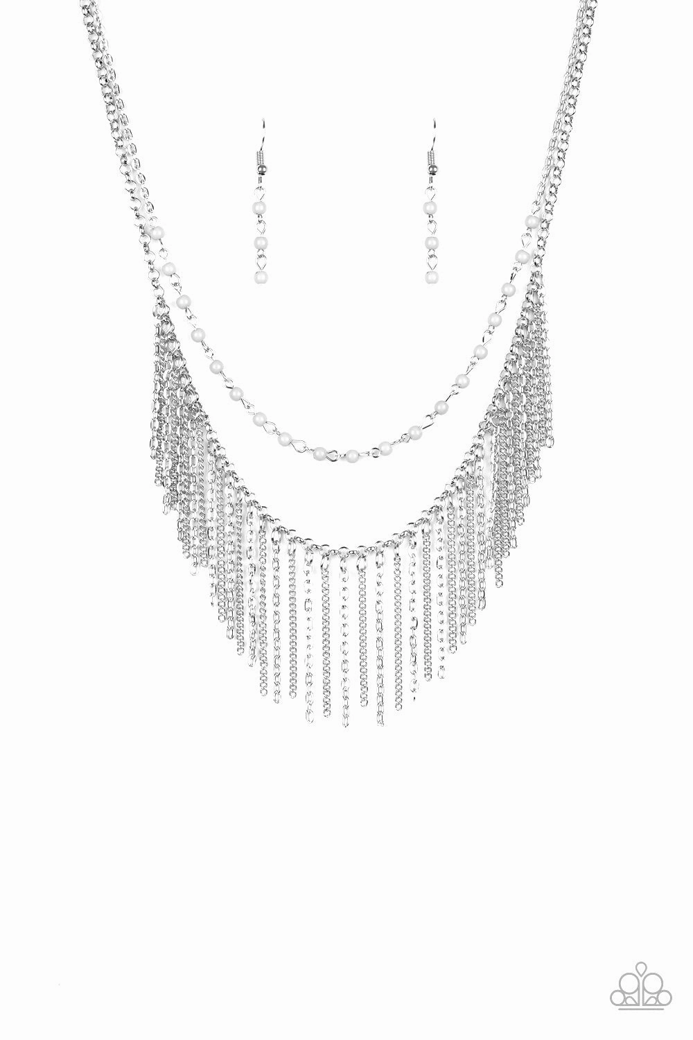Dull Accessory Paparazzi Accessories ? Fierce In Fringe - Silver Necklace?Flat Rate Ship $4.50?