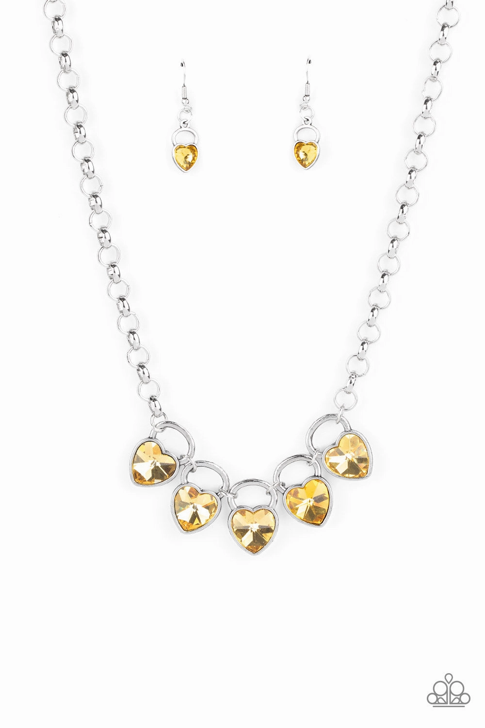 Holiday Outfit Paparazzi Accessories ? HEART On Your Heels - Yellow Necklace?Flat Rate Ship $4.50?