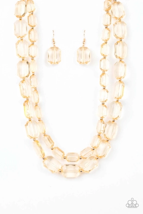 Paparazzi Accessories ? Ice Bank - Gold Necklace?Flat Rate Ship $4.50? Sleek Highlight