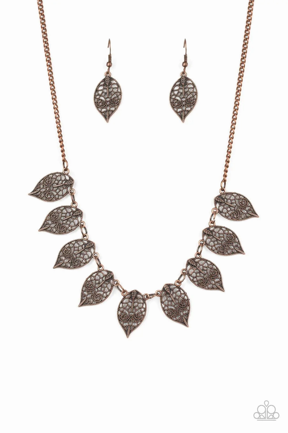 Trendy Choice Contemporary Present Paparazzi Accessories ? Leafy Lagoon - Copper Necklace?Flat Rate Ship $4.50?