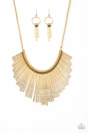 Paparazzi Accessories ? Metallic Mane - Gold Necklace?Flat Rate Ship $4.50? Vacation Travel