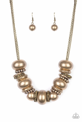 Wedding Moment Era Piece Paparazzi Accessories ? Only The Brave - Brass Necklace?Flat Rate Ship $4.50?
