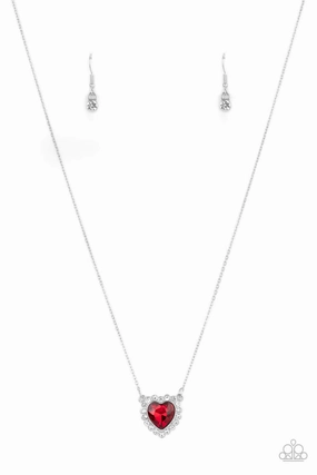Paparazzi Accessories ? Out of the GLITTERY-ness of Your Heart - Red Necklace?Flat Rate Ship $4.50? Signature Piece Family Style