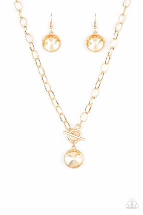 Exclusive Ornament Home Gift Paparazzi Accessories ? She Sparkles On - Gold Necklace?Flat Rate Ship $4.50?