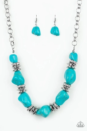 Machine Made Adornment Cool Accessory Paparazzi Accessories ? Stunningly Stone Age - Blue Necklace?Flat Rate Ship $4.50?