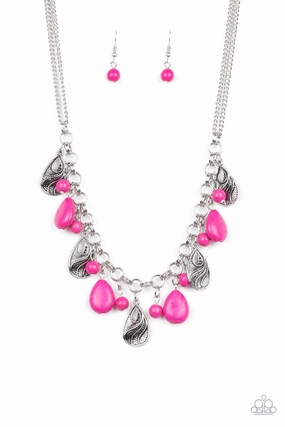 Travel Chic Paparazzi Accessories ? Terra Tranquility - Pink Necklace?Flat Rate Ship $4.50?