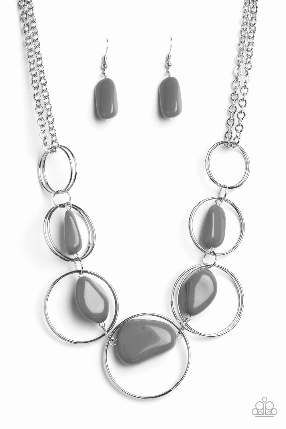 Playful Accent Colorful Design Jewelry Paparazzi Accessories ? Travel Log - Silver Necklace?Flat Rate Ship $4.50?