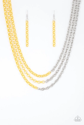 Paparazzi Accessories ? Turn Up The Volume - Yellow Necklace?Flat Rate Ship $4.50? Colorful Look Lovely Design