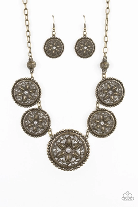 Warm Accent Chic Accessory Paparazzi Accessories ? Written In The STAR LILIES - Brass Necklace?Flat Rate Ship $4.50?