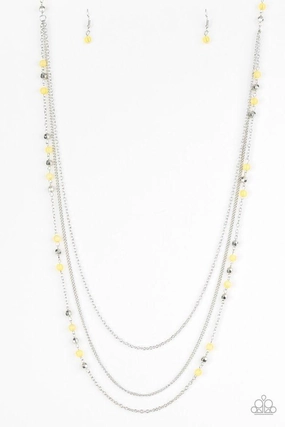 Casual Outfit Unique Ornament Paparazzi Accessories Colorful Cadence - Yellow Necklace *Flat Rate Ship $4.50*