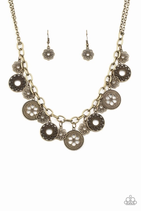 Graceful Feature Paparazzi Accessories ?Meadow Masquerade - Brass Necklace? Flat Rate Ship $4.50?
