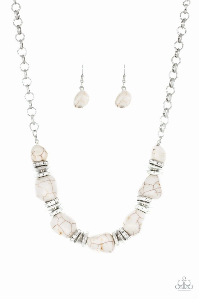 Anniversary Joy Daily Gift Paparazzi Accessories ?Stunningly Stone Age - White Necklace? Flat Rate Ship $4.50?