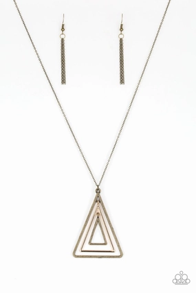 Simple Accessory Spring Color Paparazzi Accessories ?TRI Harder - Brass Necklace?Flat Rate Ship $4.50?