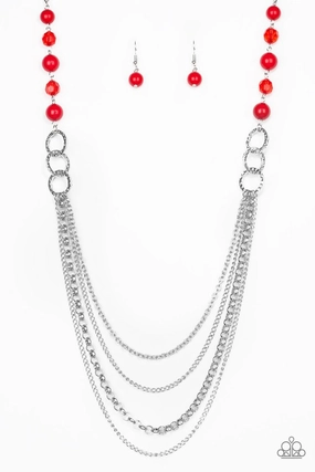 Paparazzi Accessories ?Vividly Vivid - Red Necklace? Flat Rate Ship $4.50? Self Piece Festival Style