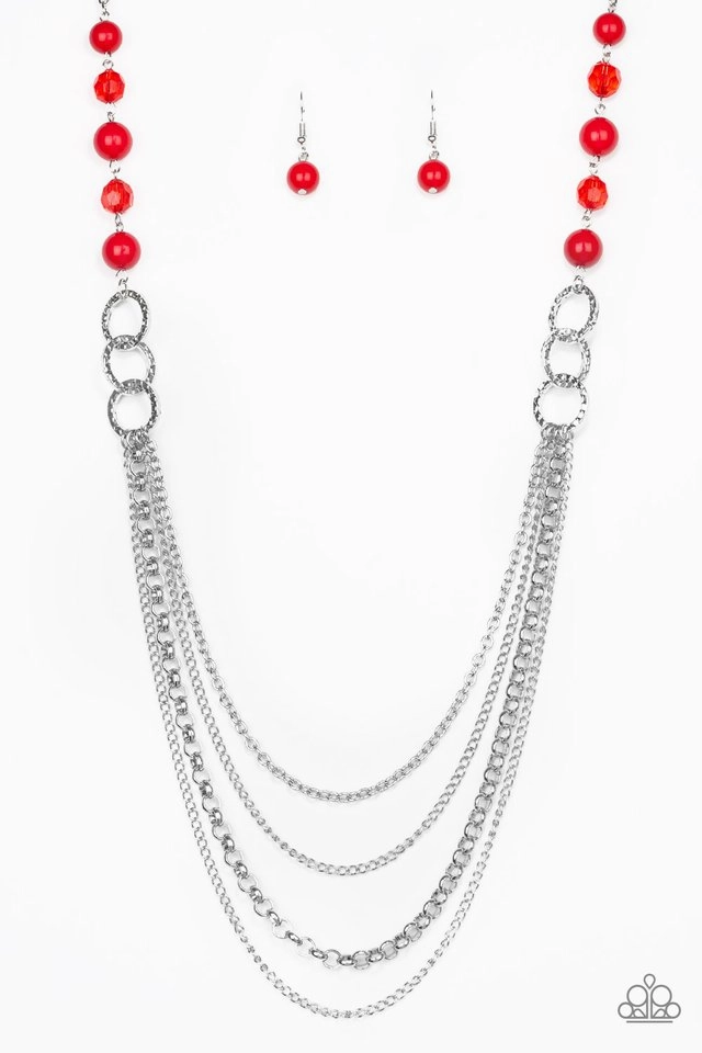 Paparazzi Accessories ?Vividly Vivid - Red Necklace? Flat Rate Ship $4.50? Self Piece Festival Style