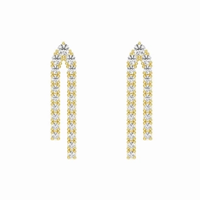 Parallel Diamond Chain Earrings with Architectural Drops Gorgeous Look