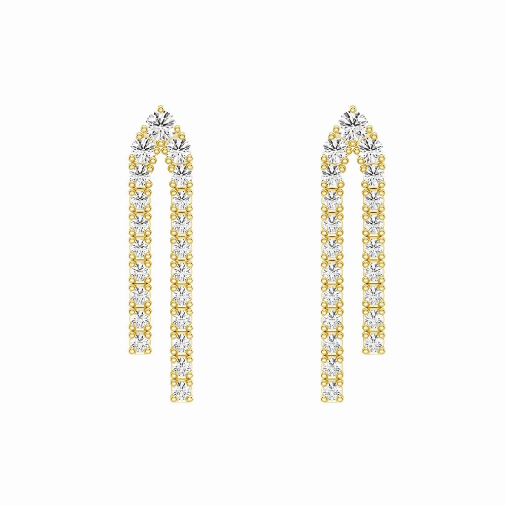 Parallel Diamond Chain Earrings with Architectural Drops Gorgeous Look