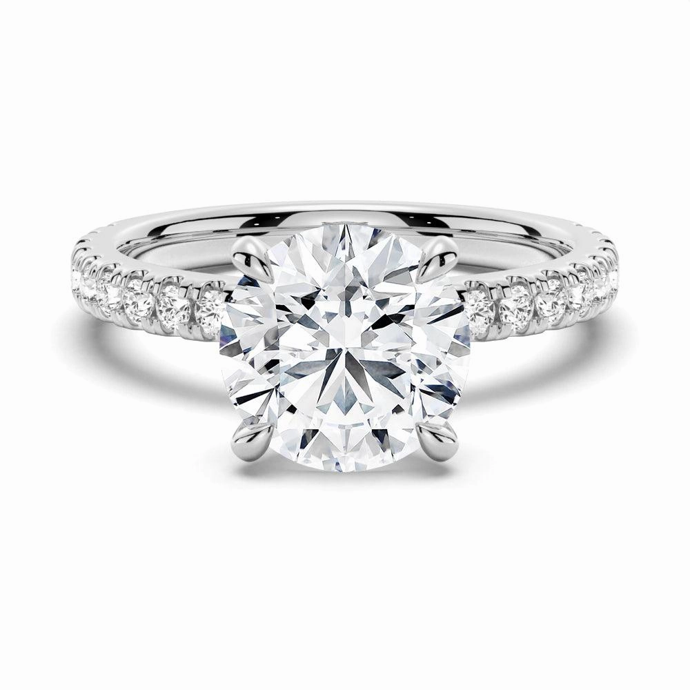 Pav?? Band Round Moissanite Engagement Ring With Hidden Halo Contemporary Bauble Bold Color