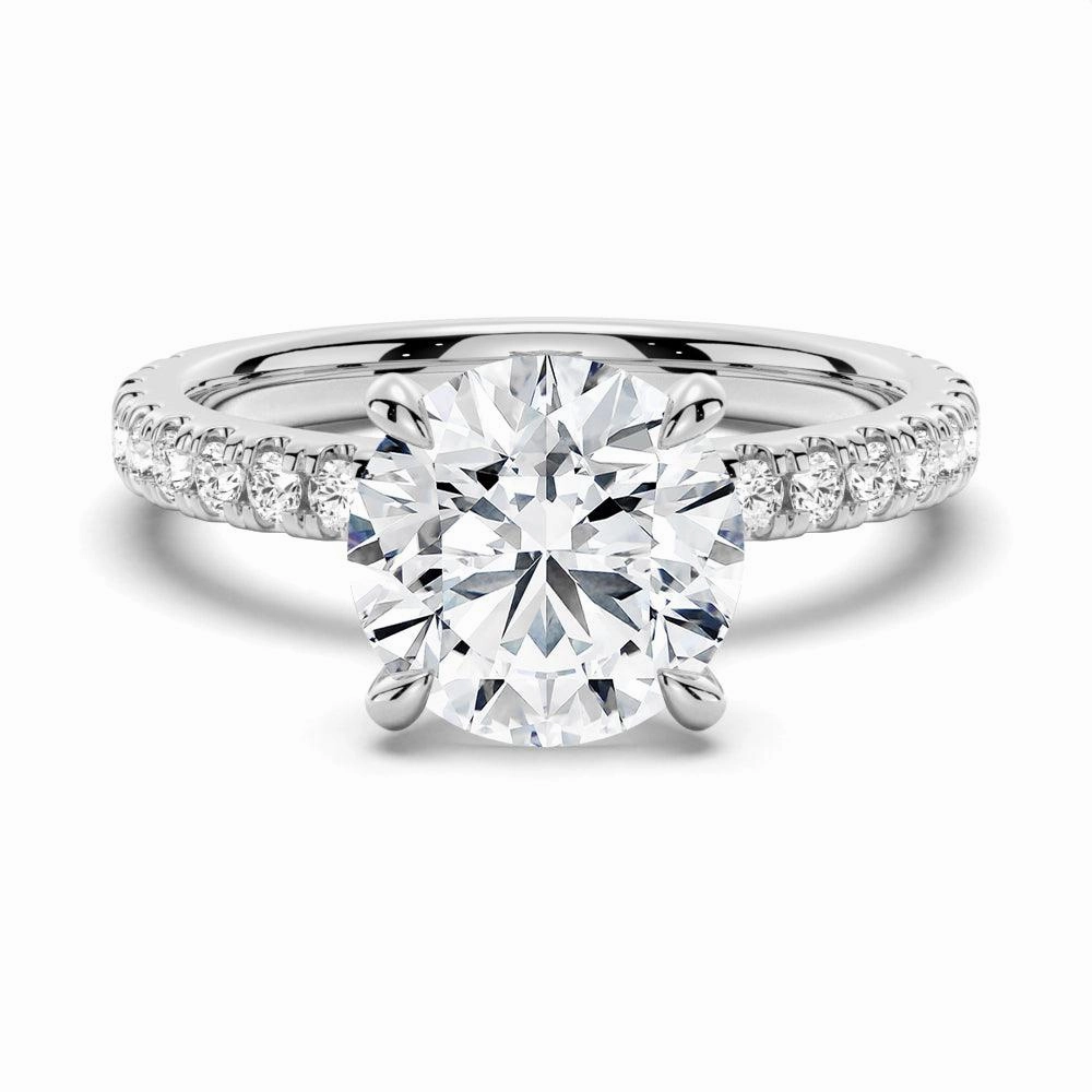 Pav?? Band Round Moissanite Engagement Ring With Hidden Halo Secure Gift
