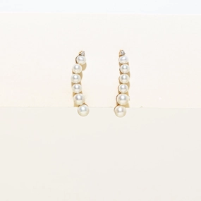 Pearl & Diamond Climber Earrings | 0.06ctw Versatile Touch Radiant Sparkle