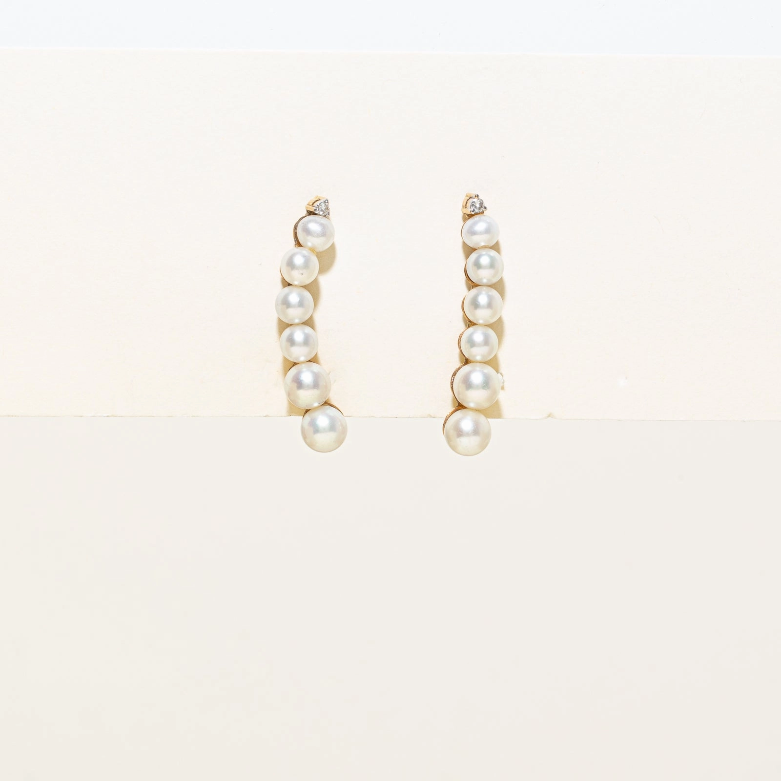 Pearl & Diamond Climber Earrings | 0.06ctw Versatile Touch Radiant Sparkle