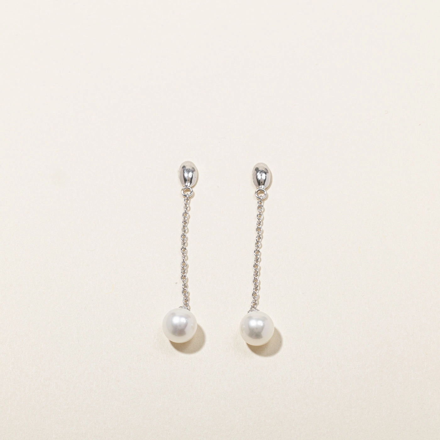 Subtle Beauty Airy Light Pearl & Diamond Dangle Earrings | 0.06ctw |