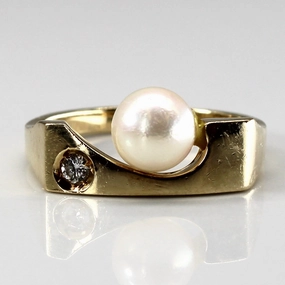 Trendy Spark Trendy Glow Pearl & Diamond Ring | 0.04ct | SZ 7 |