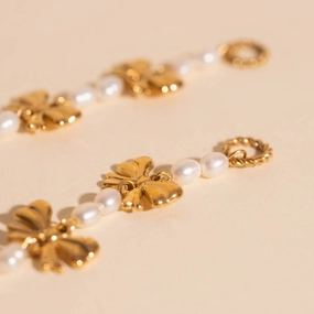 Statement Fit Daily Details Pearl Ribbon Dangle Huggie Hoop Charms