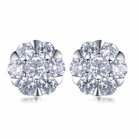 Creative Accessory Sterling Silver Round Micropave CZ Stud Earrings
