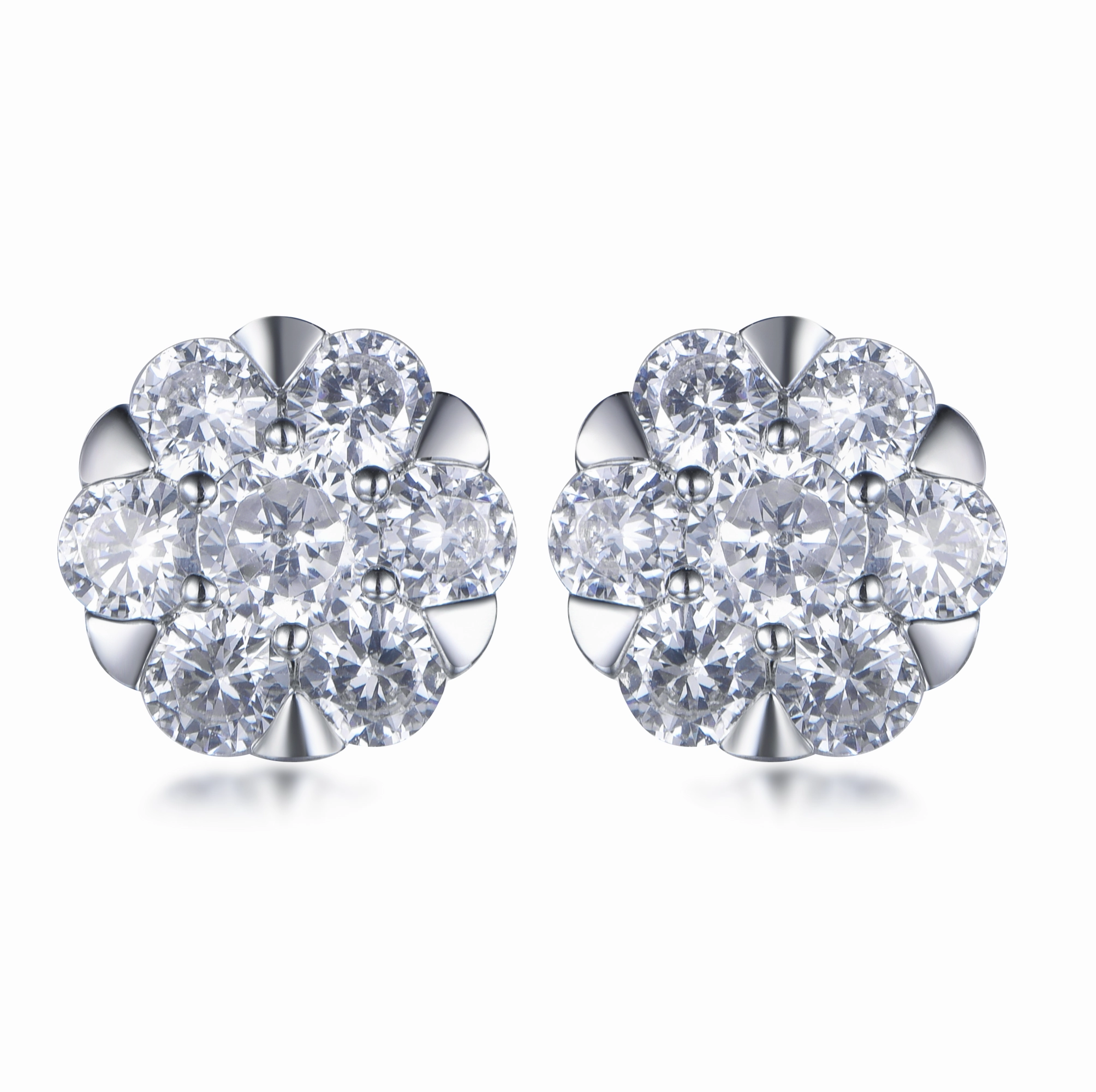 Creative Accessory Sterling Silver Round Micropave CZ Stud Earrings