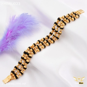 Multiple Composites Recently Viewed Freemen Three Line Special Golden rudraksha bracelet for Man - FMBRU023