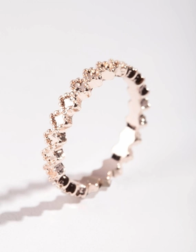 Delicate Sign Luxury Structure Rose Gold Diamante Band Ring