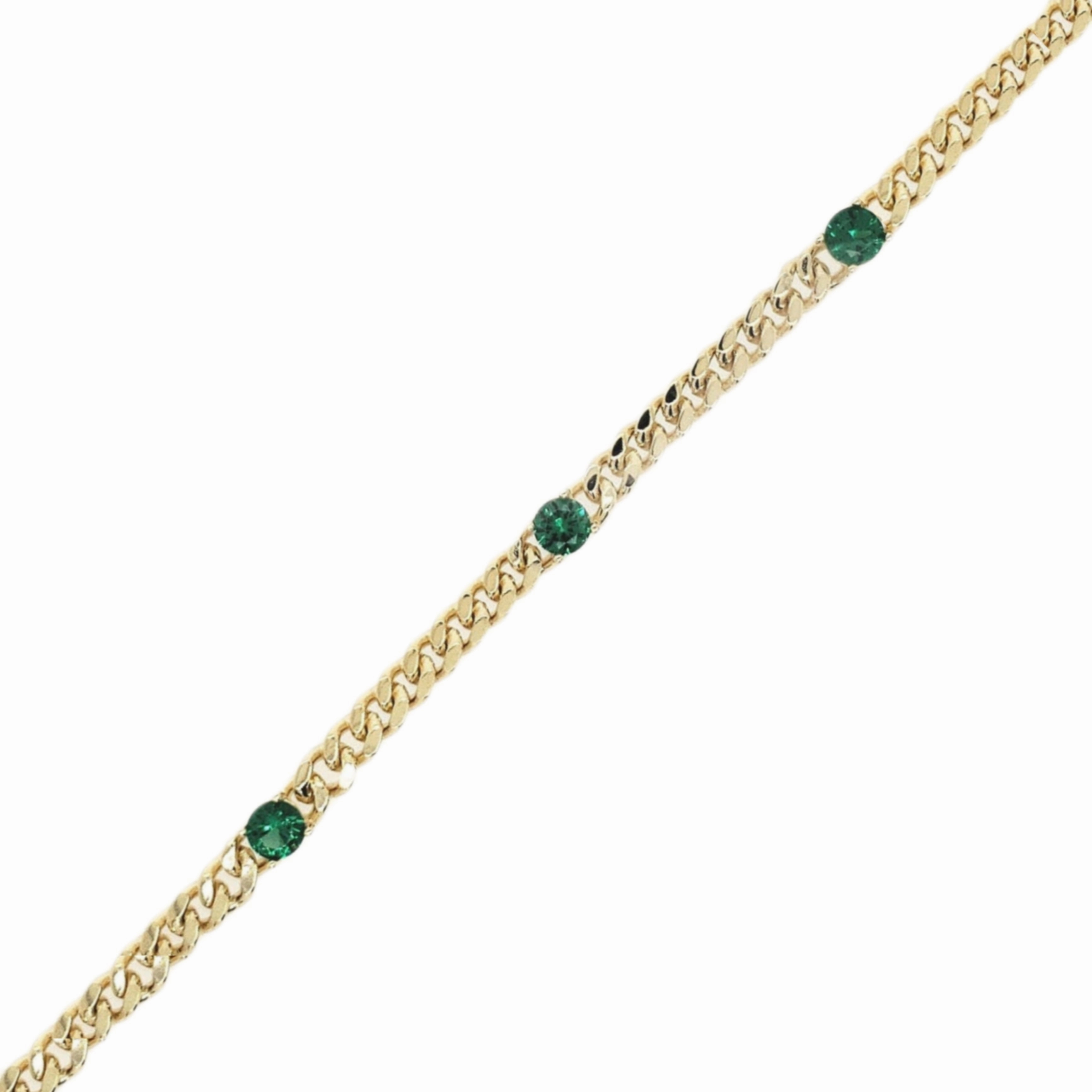 Sterling Silver Gold Plated Link Chain With Three Colored Stones Bracelet Mix-And-Match