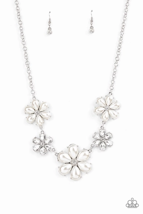 Paparazzi Accessories ?Fiercely Flowering - White Necklace? Flat Rate Ship $4.50? Blogger Accessory Exclusive piece