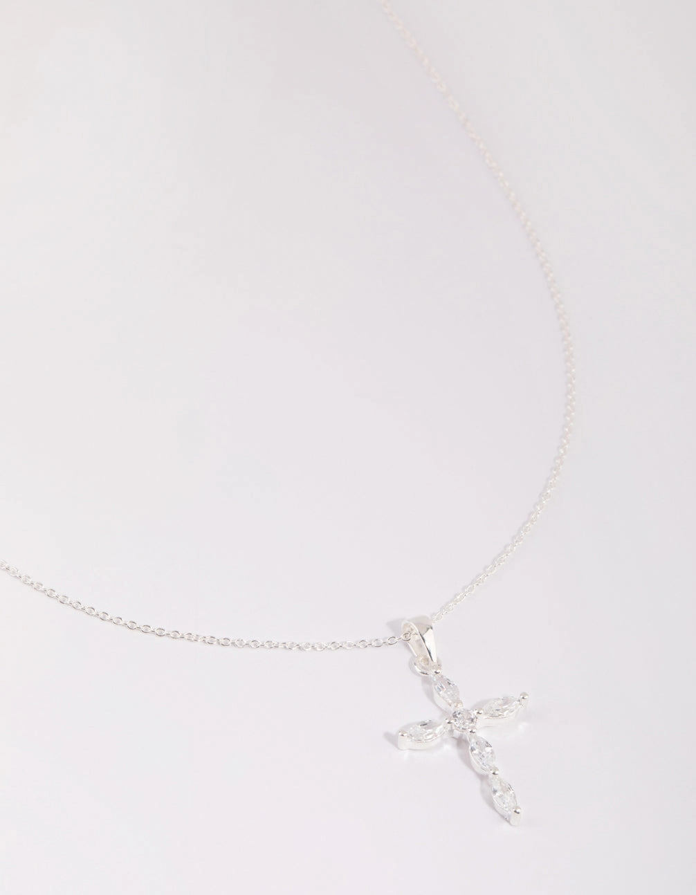 Elegant Style Sterling Silver Cubic Zirconia Cross Necklace