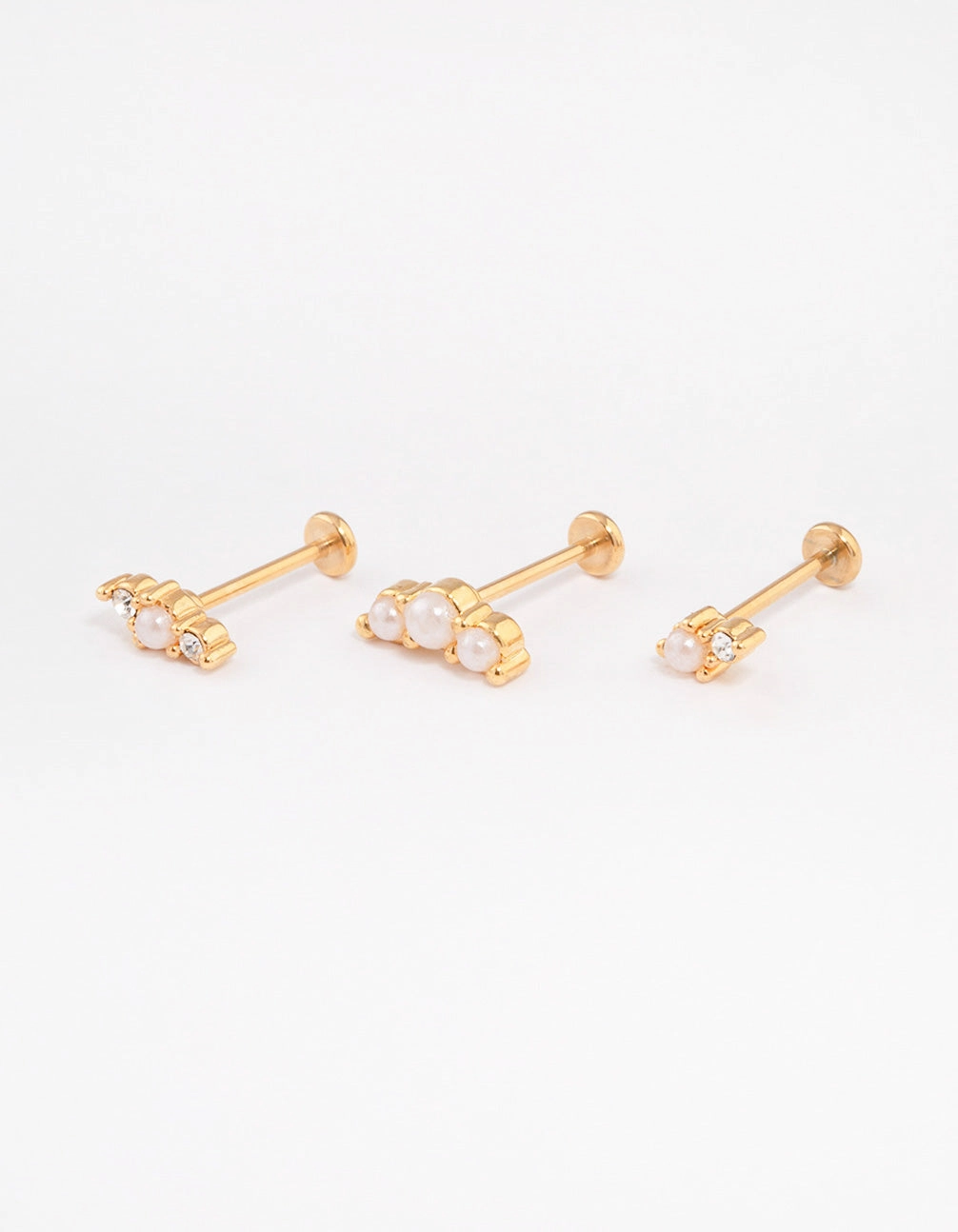 Gold Plated Surgical Steel Pearl Flat Back Pack Fashion Look