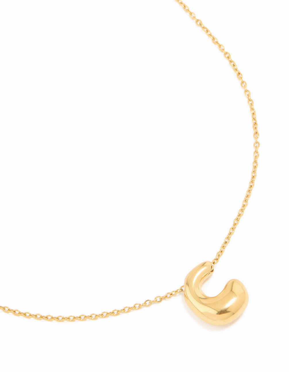Street Style Waterproof Gold Plated Stainless Steel Large Bubble Letter C Necklace