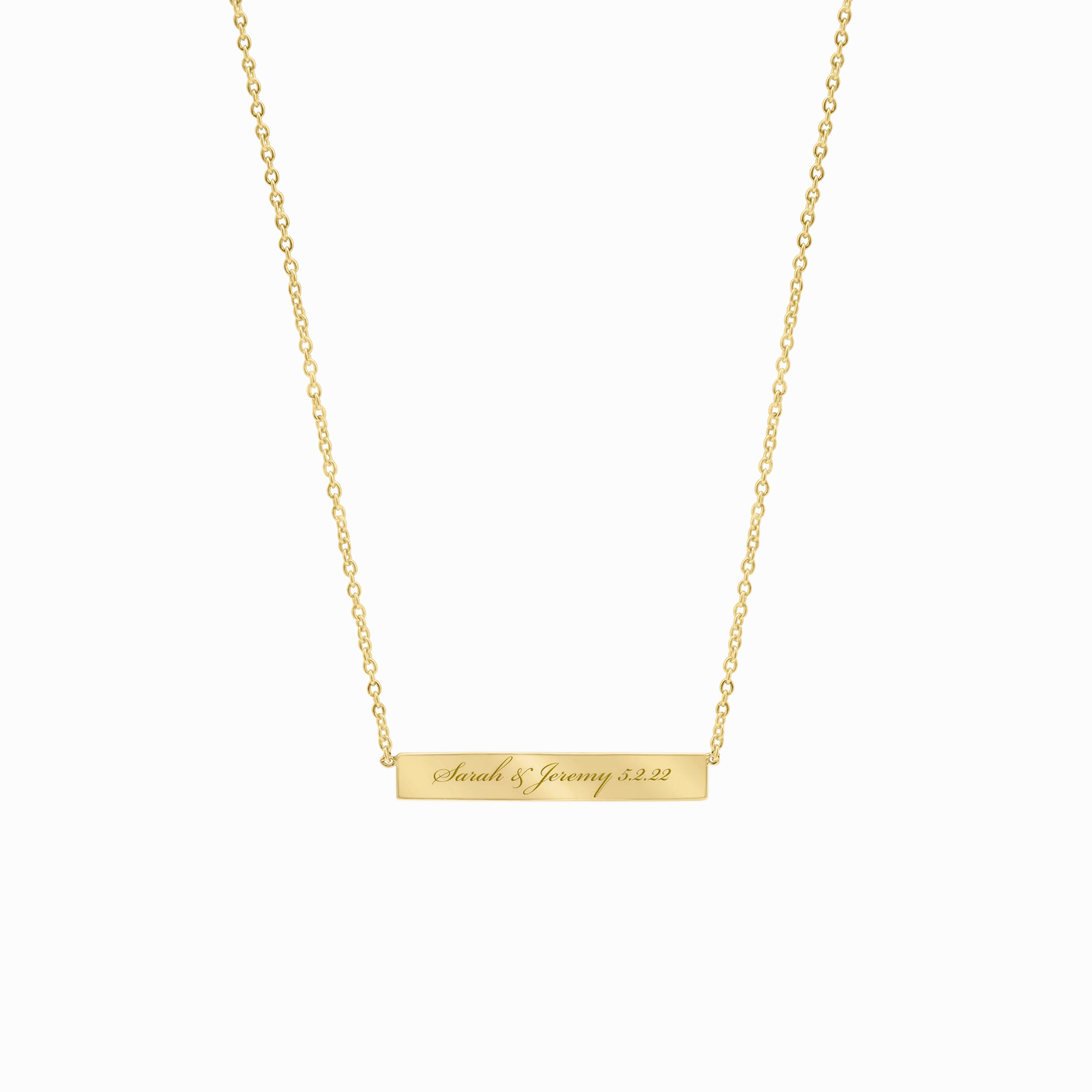 Creative Craft Personalize 14K Solid Gold Bar Necklace